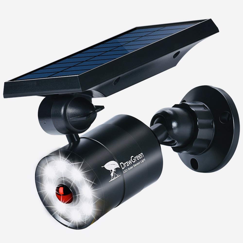 DrawGreen Solar Motion Lights Outdoor 1400-Lumen LED Spotlight 9-Watt Black DG08-A