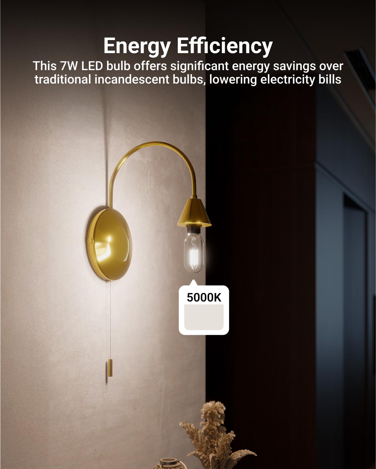 Sunco T45 Edison LED Bulbs 6 Pack, 60W Equivalent, Clear Glass, 5000K Daylight, Dimmable, UL Wet Rated, Medium Base