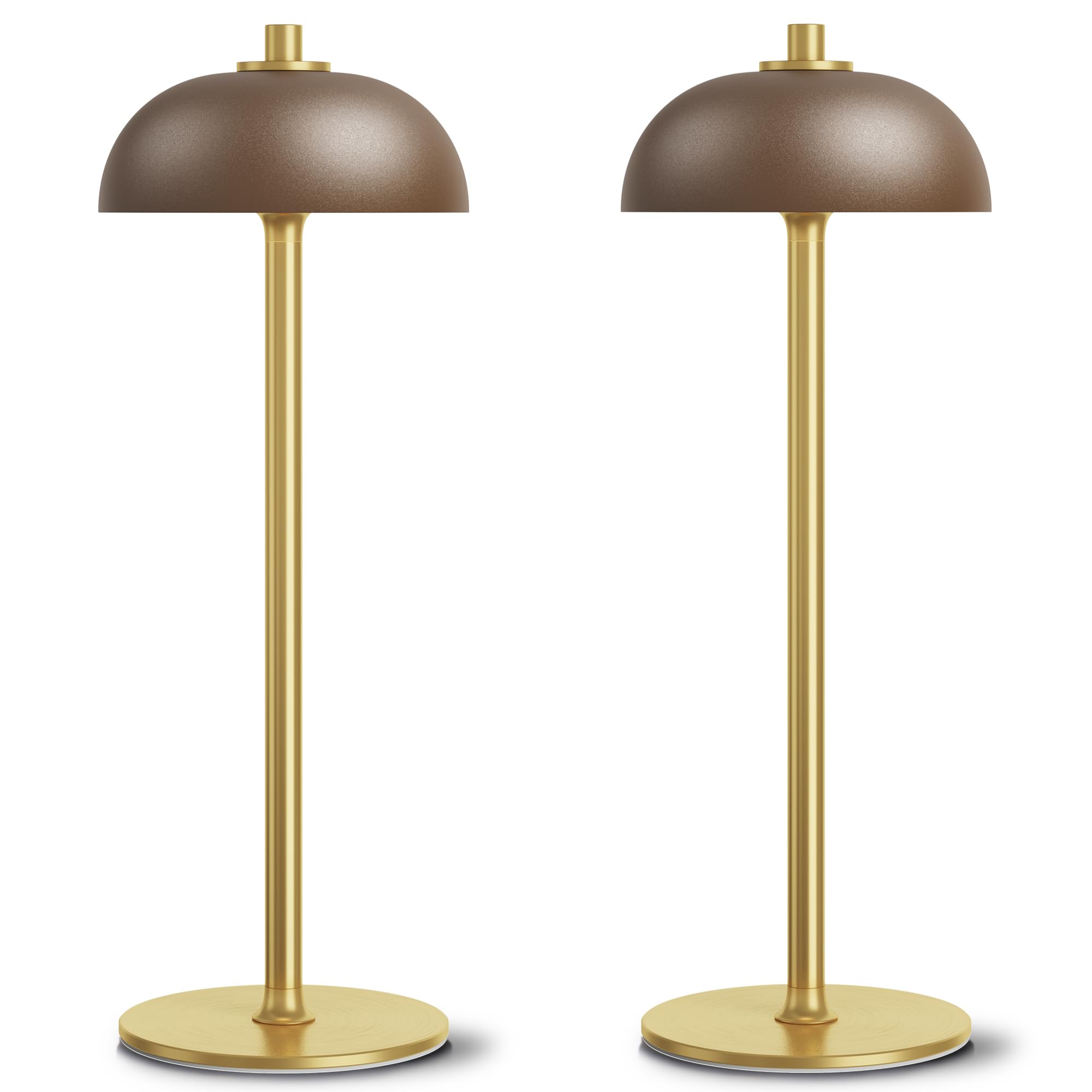 JONEMO 2 Pack LED Cordless Table Lamp Rechargeable,5000mAh Battery Operated Table Lamp, 3 Color Stepless Dimming Metal Table Lig