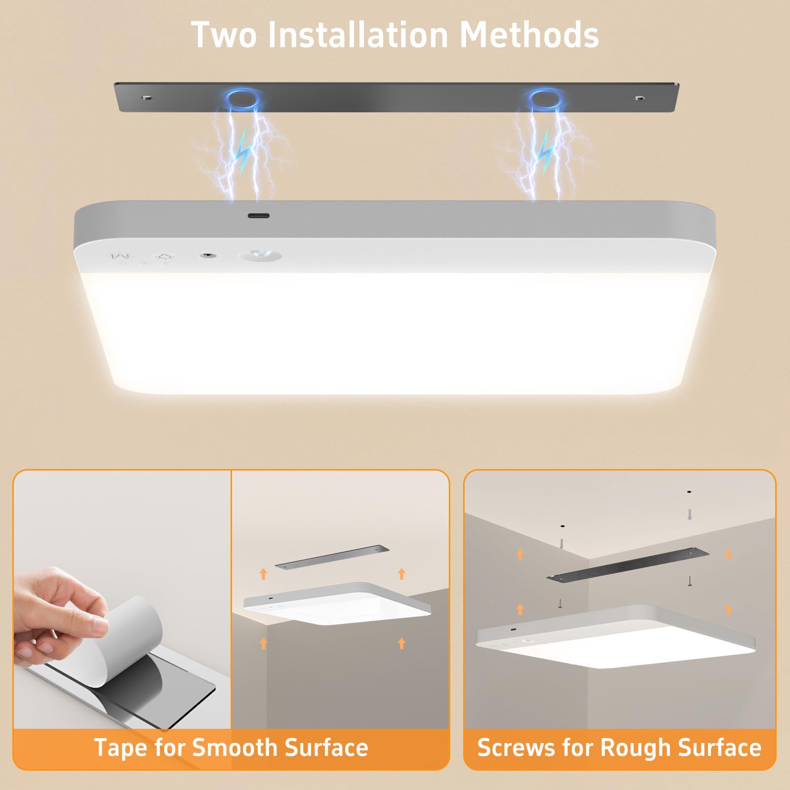 TOOWELL Motion Sensor Closet Lights - Rechargeable, Waterproof, Magnetic, 2 Pack, White, Model TOOWELL-6219c614