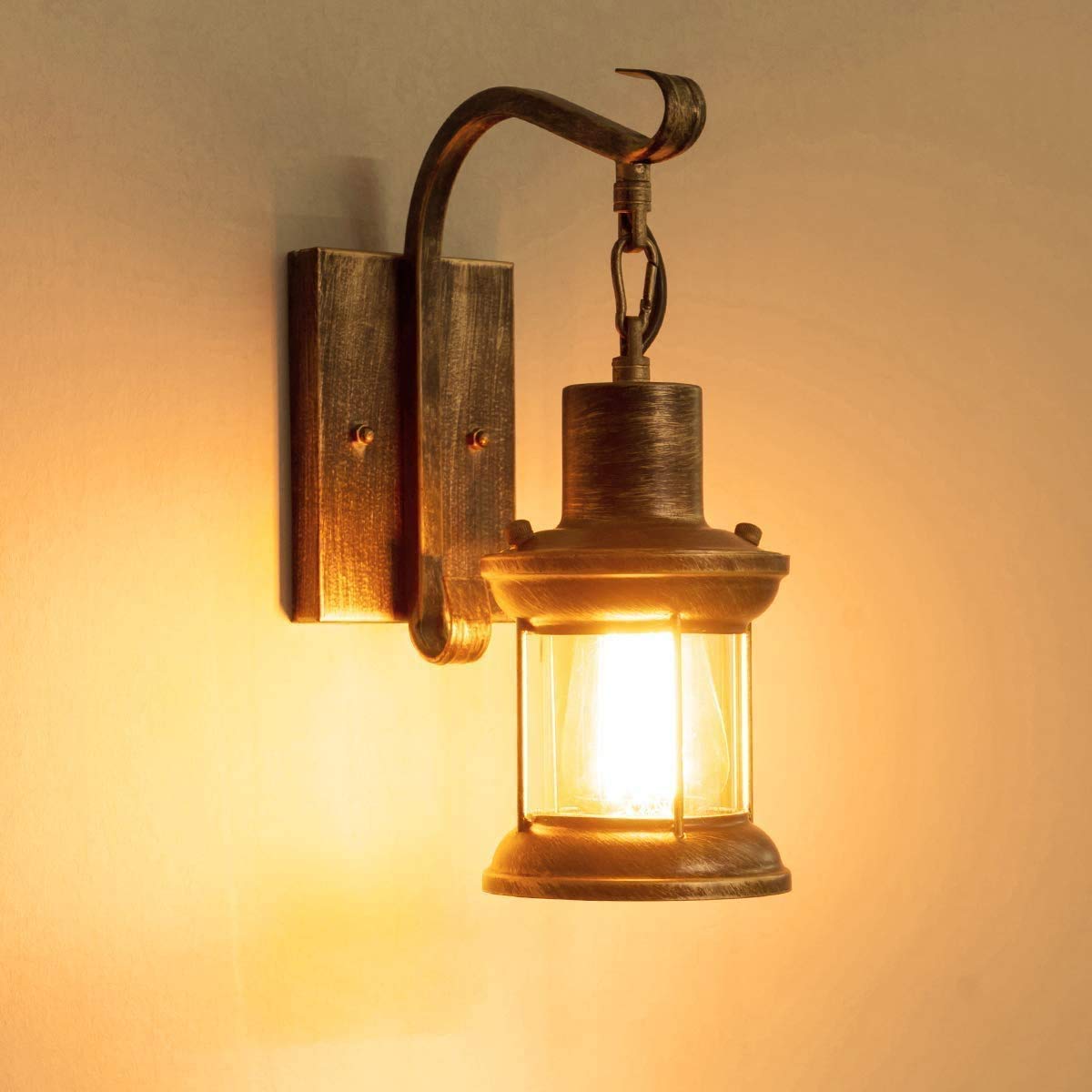 Yisuro Rustic Oil Rubbed Bronze Wall Sconce - Vintage Industrial Glass Shade Light Fixture
