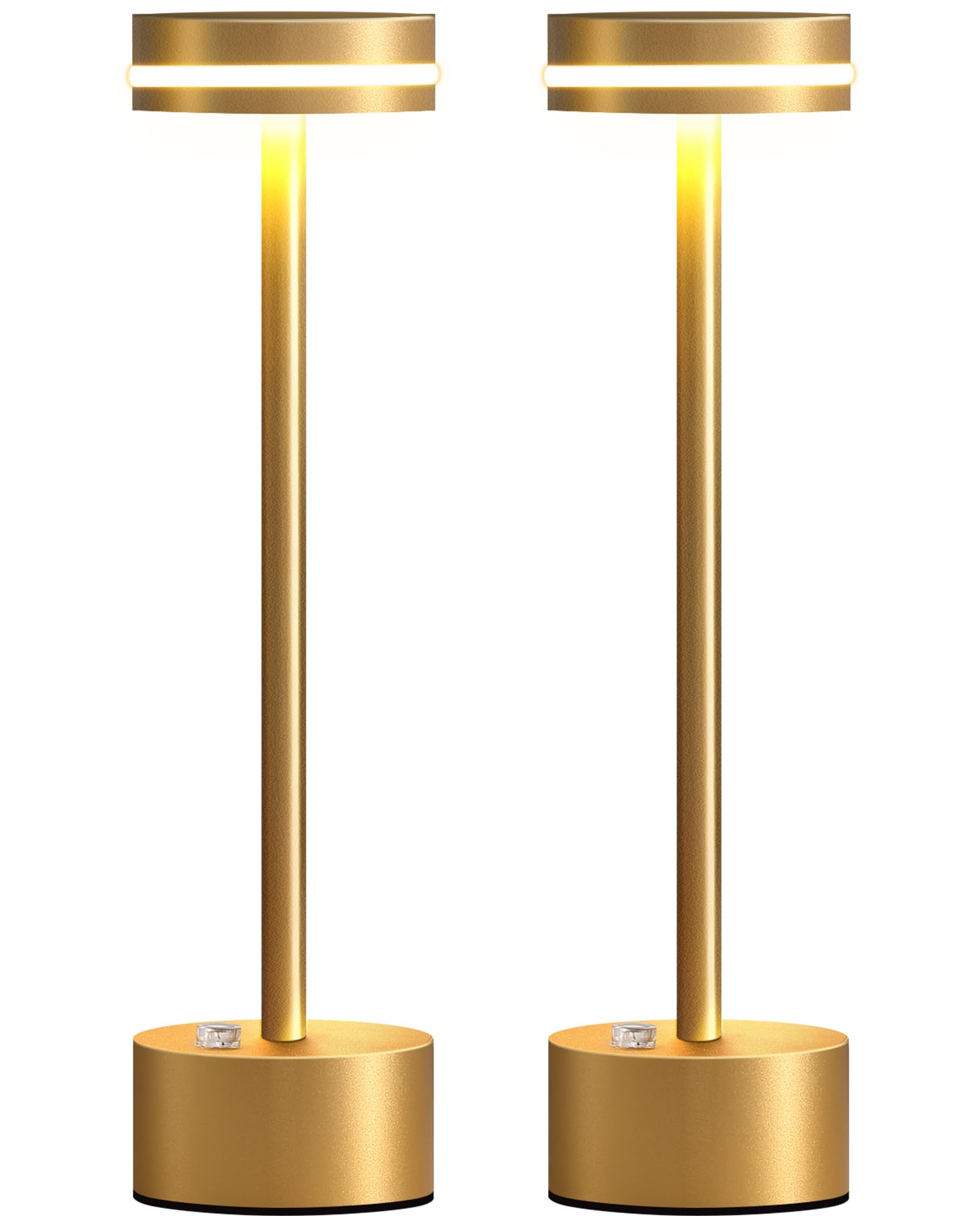 PUSU Cordless Table Lamp Set of 2, Battery Powered LED Desk Lamp Portable Table Lights 3-Level Brightness Touch Control, Lightin