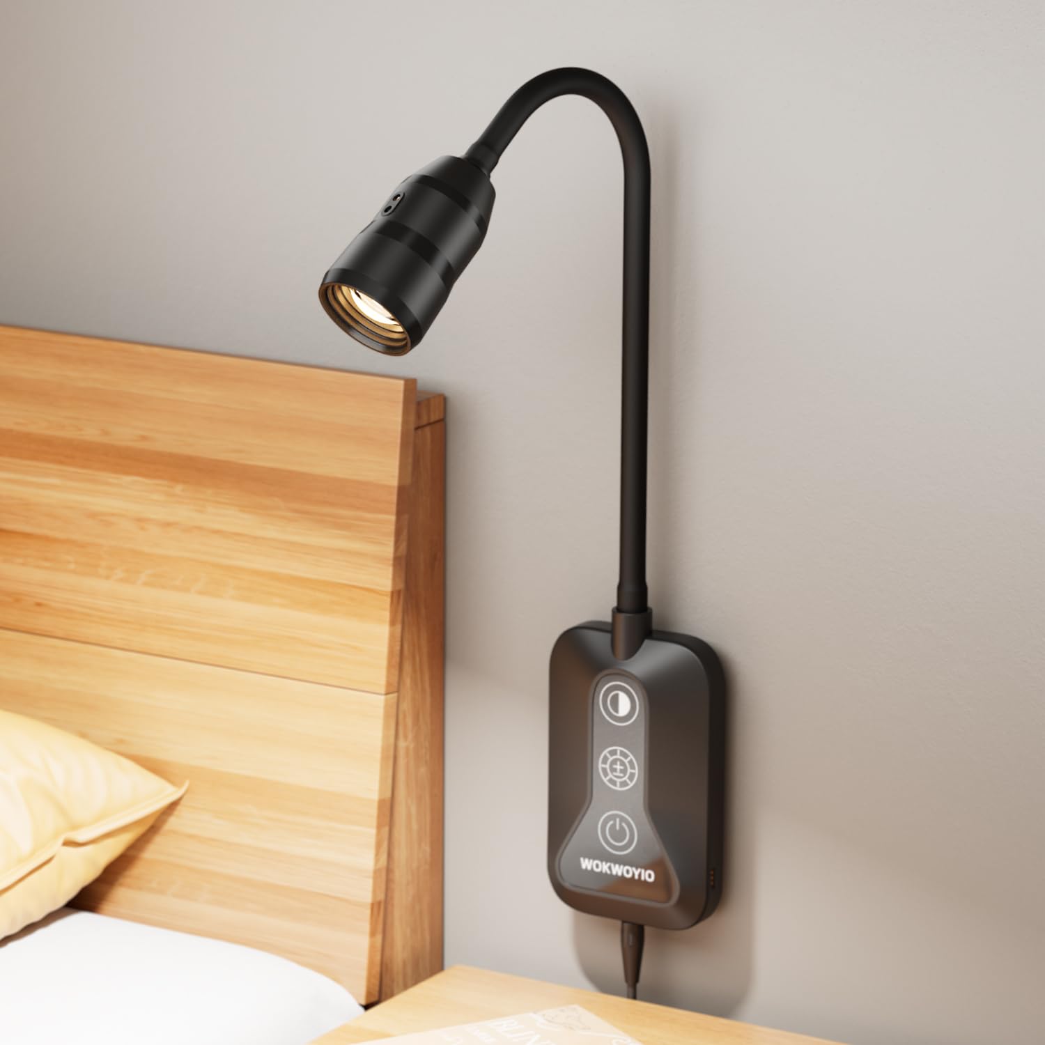 Wall Mounted Reading Light with Hand Sweep Sensor Switch, Book Light for Reading with USB Output, 5 Color & Brightness Dimmable 