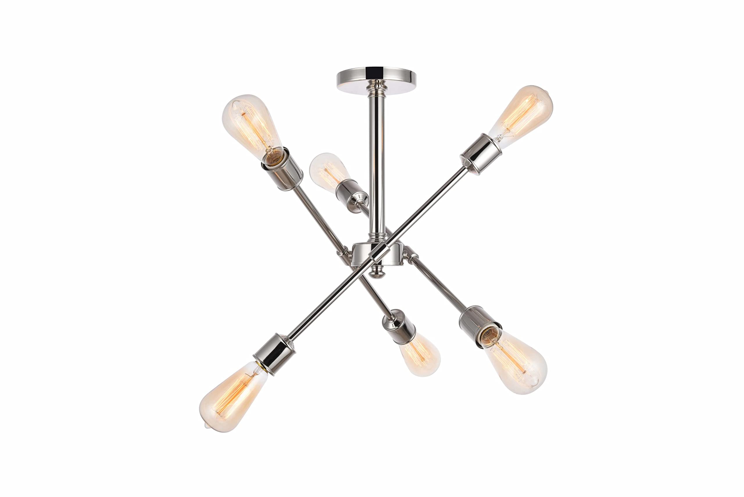 Living District Axel 6-Light Metal Flush Mount in Polished Nickel
