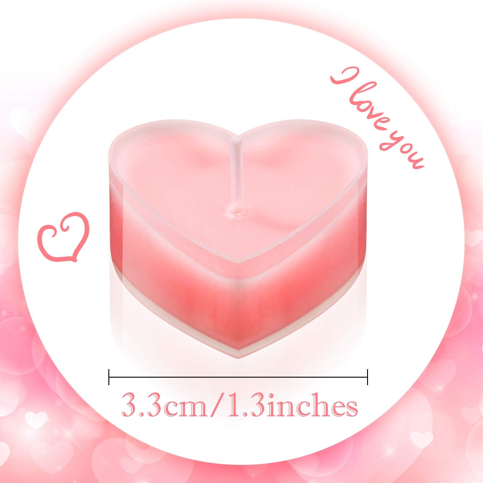 Nuanchu 18 Pieces Valentines Day Heart Shape Candles Tealights Candle Love Tea Light Candles for Wedding Table Centerpiece Dinn