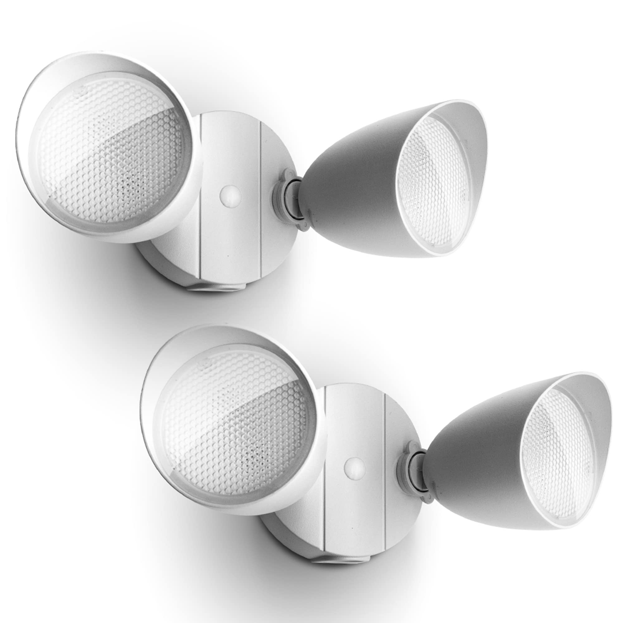 Ume Dual-Head 2500 Lumen Waterproof Led Floodlight - Outdoor Security Light, White Metal Design