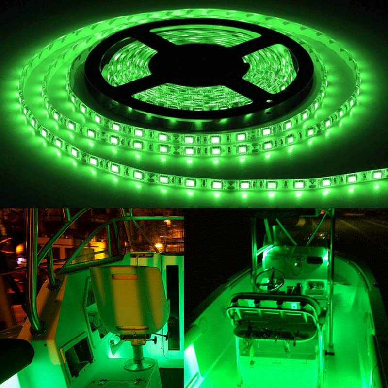 Vbakor 25FT LED Boat Lights - Waterproof Green Marine Strip Lights for Deck, Interior, and Night Fishing