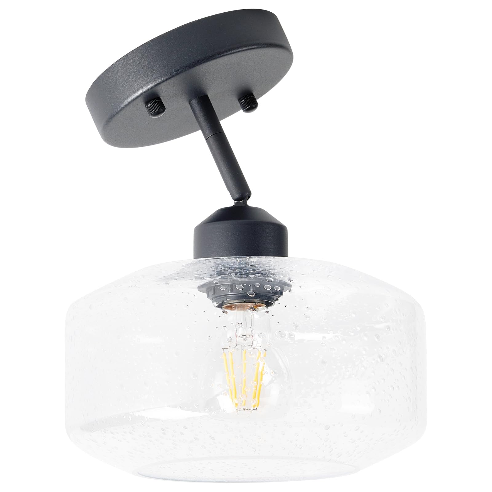 TeHenoo Sloped Ceiling Light with Clear Seeded Glass Shade, Adjustable for Kitchen,Hallway,Living Room
