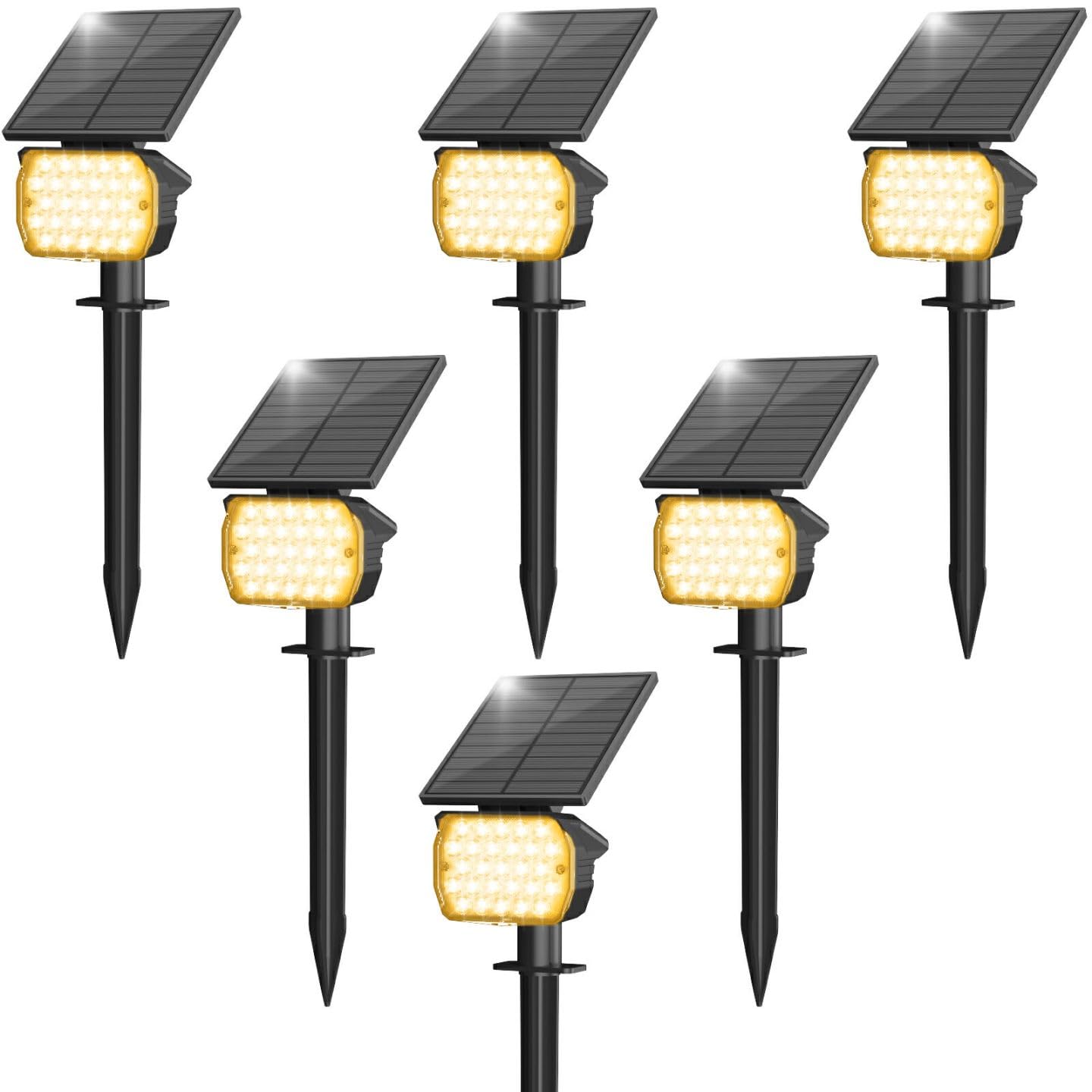 VOLISUN Solar Spot Lights Outdoor, 27 LED, 3 Lighting Modes, IP67 Waterproof, 6 Pack, Warm White, Model 21464