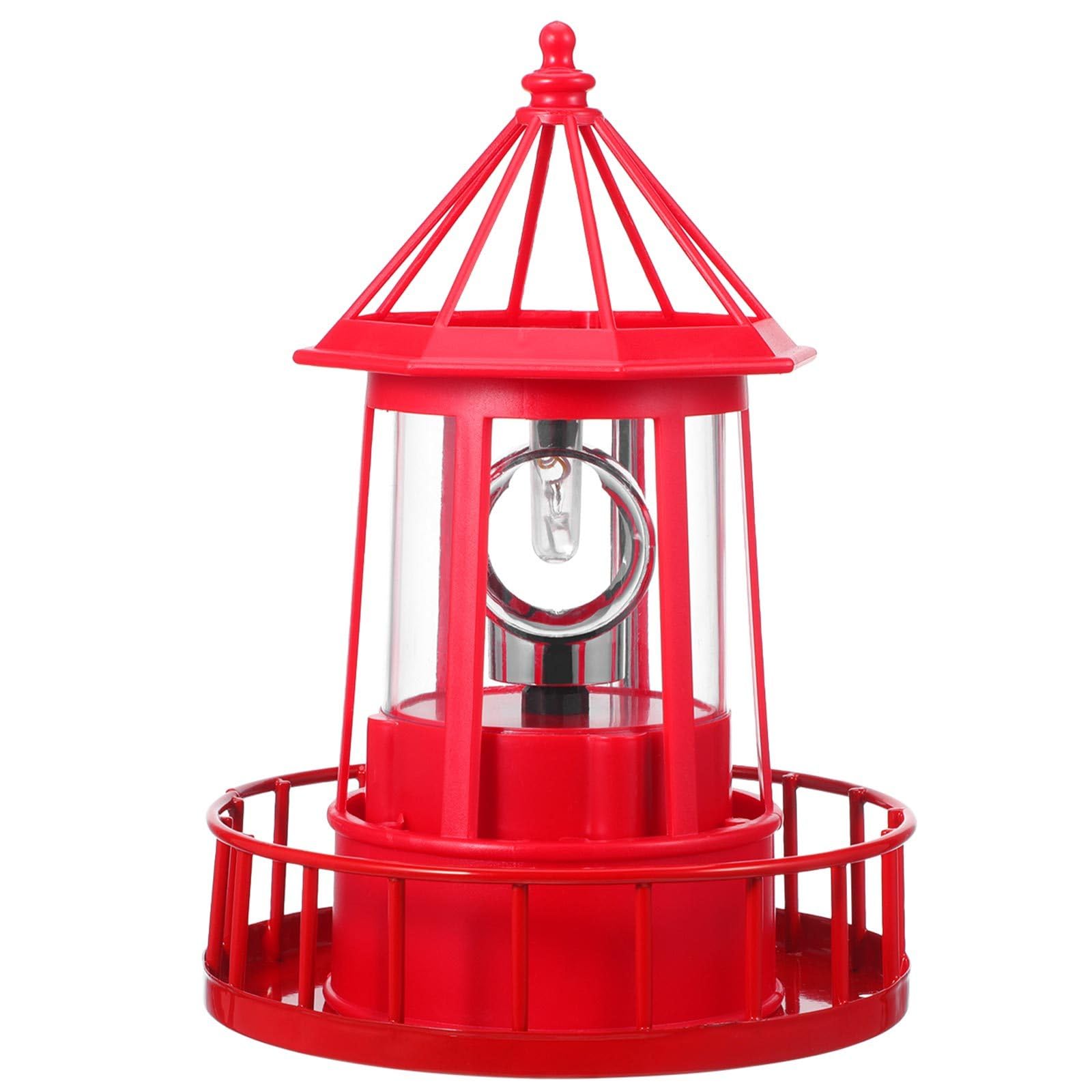 DOITOOL LED Solar Powered Rotating Lighthouse Outdoor Courtyard Solar Hanging Lamp Lawn Lantern for Patio Fence Garden Yard Deco