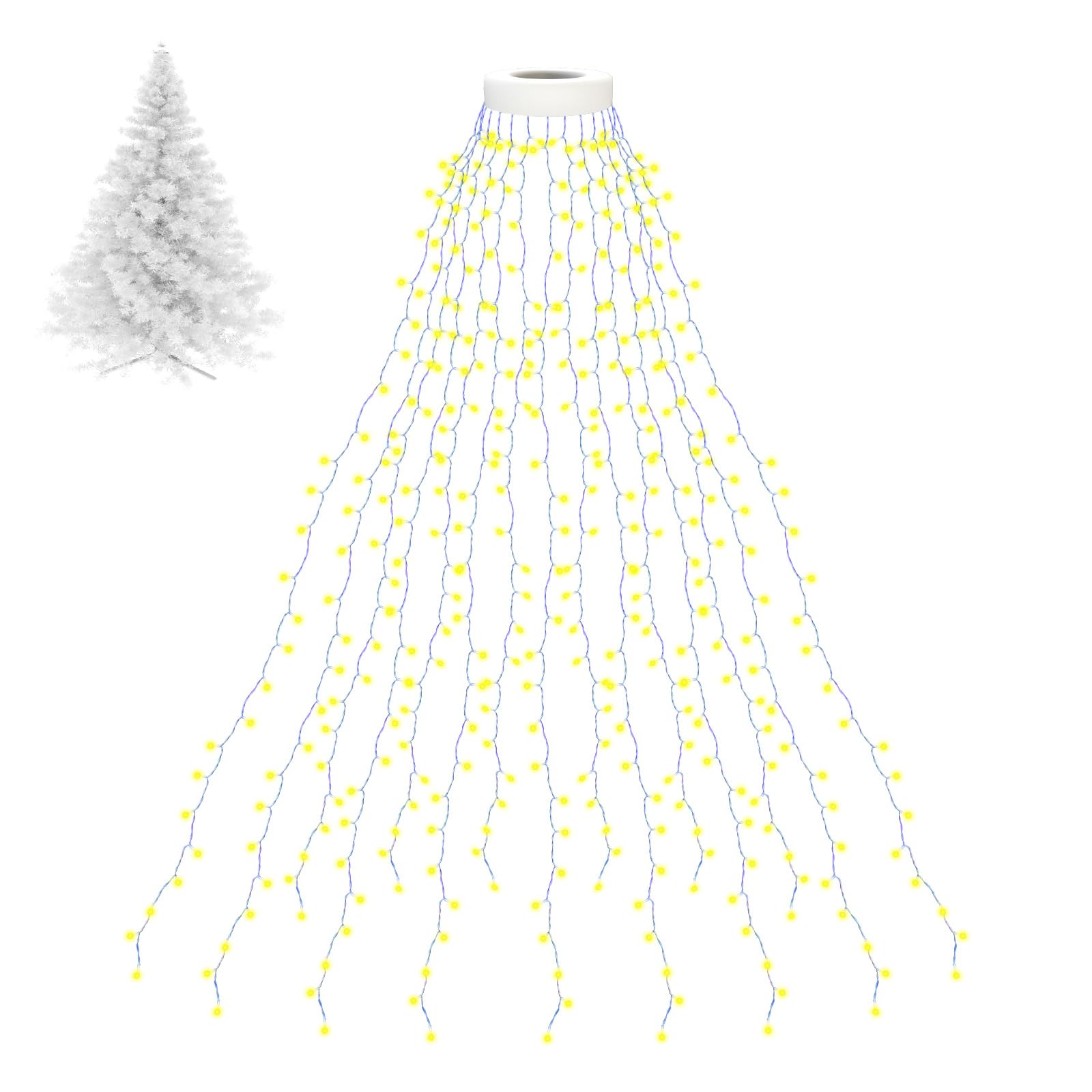 BOLWEO 400LED Christmas Tree Lights, 8 Modes, 16 Lines, Warm White, 6ft-7ft, UL Certified, Indoor/Outdoor Decorations