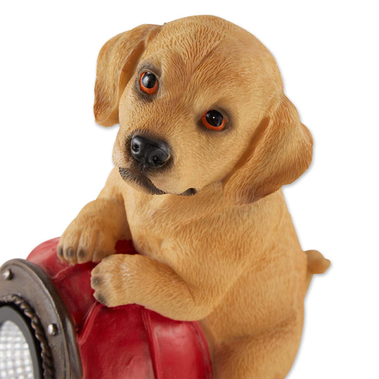 Puppy and Fire Helmet Solar Garden Light