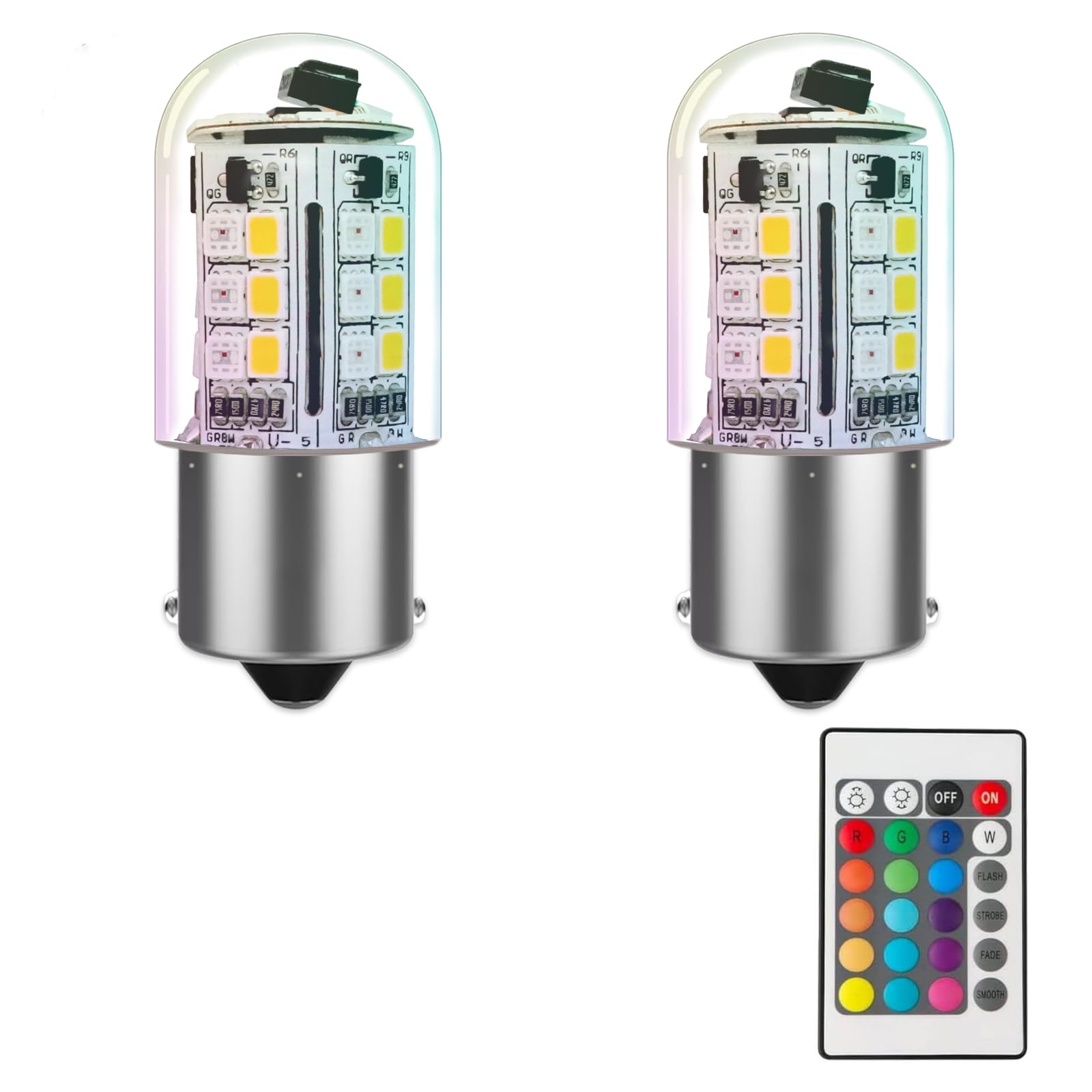 Cheopha 1141 1156 Ba15S Rgb Color Changing Led Bulb 3W, 12V Low Voltage Landscape Light Bulbs, Single Contat Bayonet Base, Rgb+W