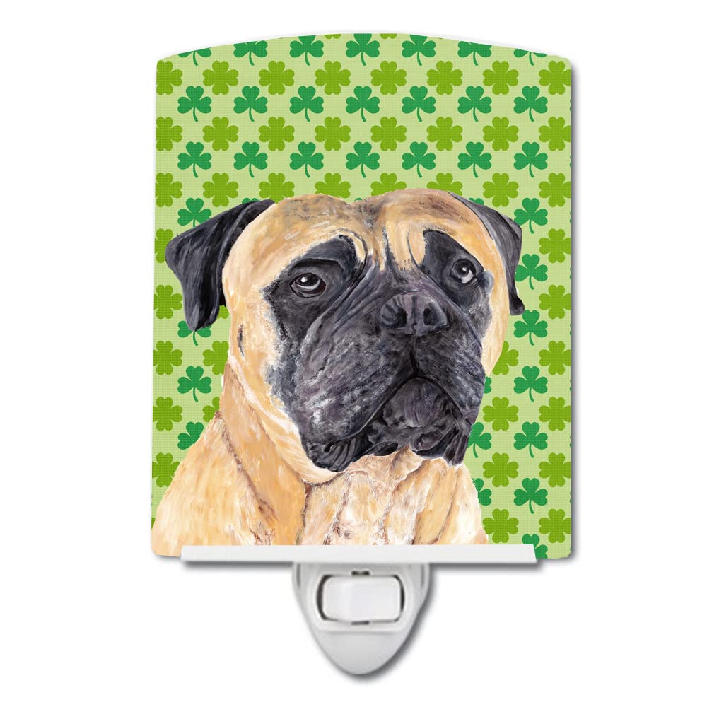 Carolines Treasures Ceramic Night Light, Mastiff Shamrock Design, UL-Certified, 6x4x3 inches, Multicolor, Model SC9305CNL