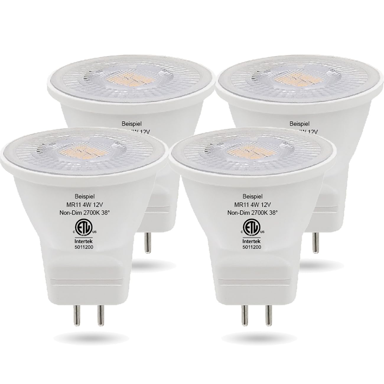 Beispiel MR11 Gu4.0 Bi-pin LED Light Bulb 4W 12VAC/DC Warm White 2700K for Outdoor Landscape Lighting Recessed Track Lights, Pac