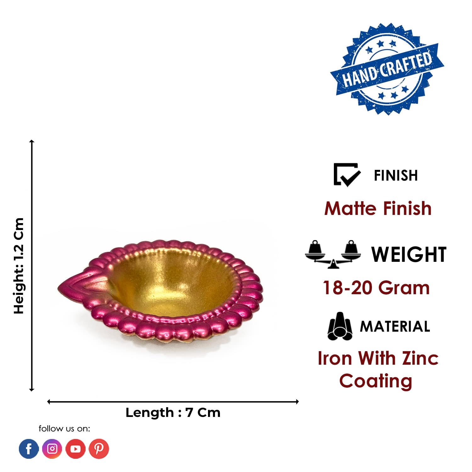 Satvik 12 Pc Multicolored Metal Designer Lakshmi Diya for Diwali Decoration. Dia Deepak Oil Lamp for Indoor and Outdoor Vilakku