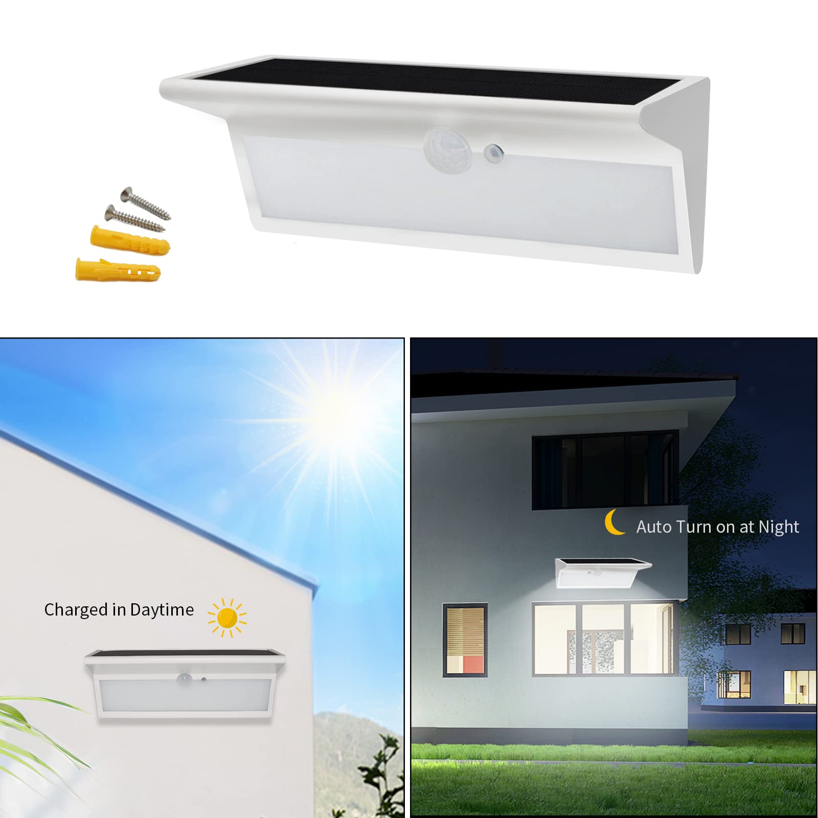 Mhazdze Solar Motion Sensor Lights, 800Lm 46Led, Ip65 Waterproof, 4 Modes For Outdoor Use