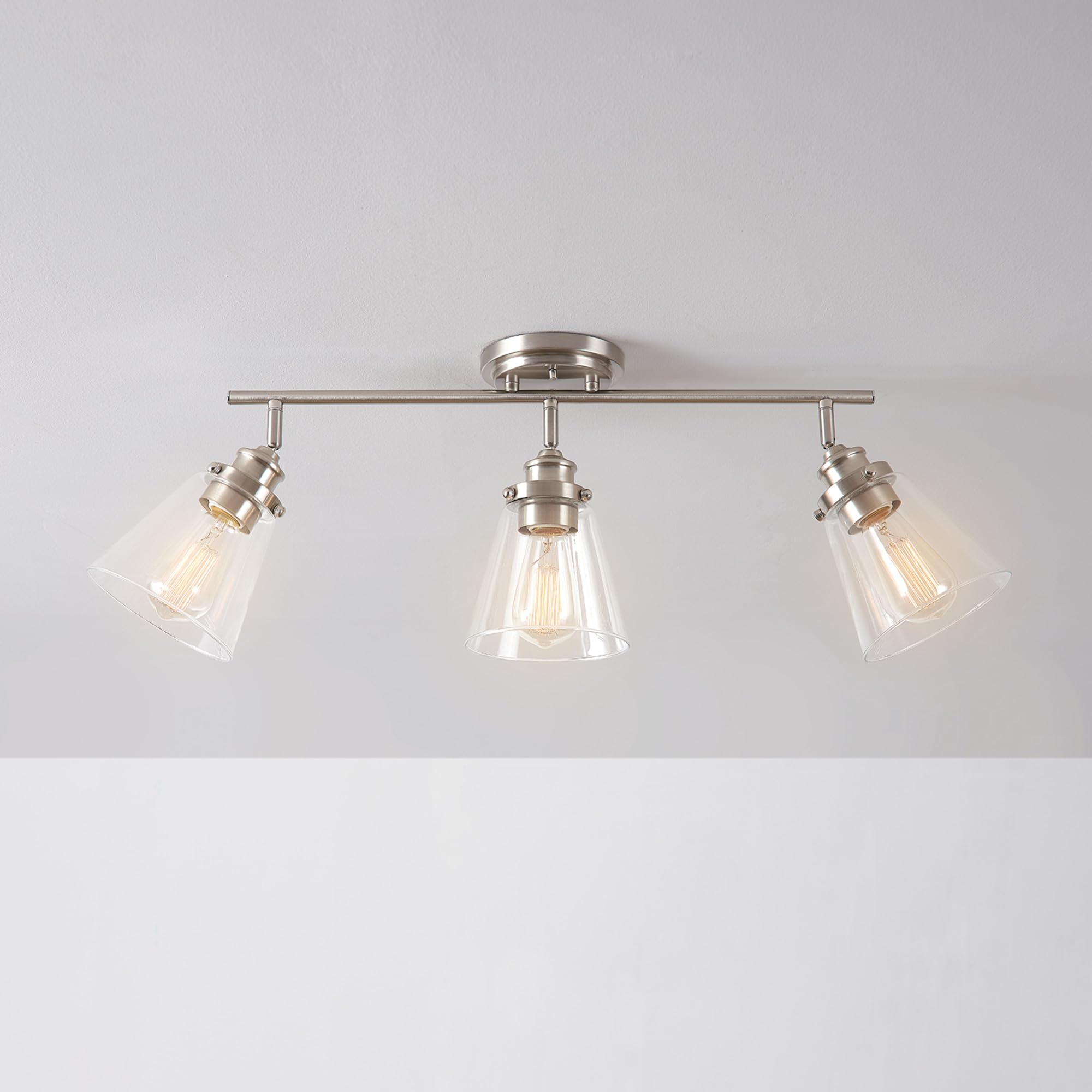 Globe Electric 59628 Jackson 3-Light Track Lighting, Brushed Nickel, Metal, Clear Glass Shades