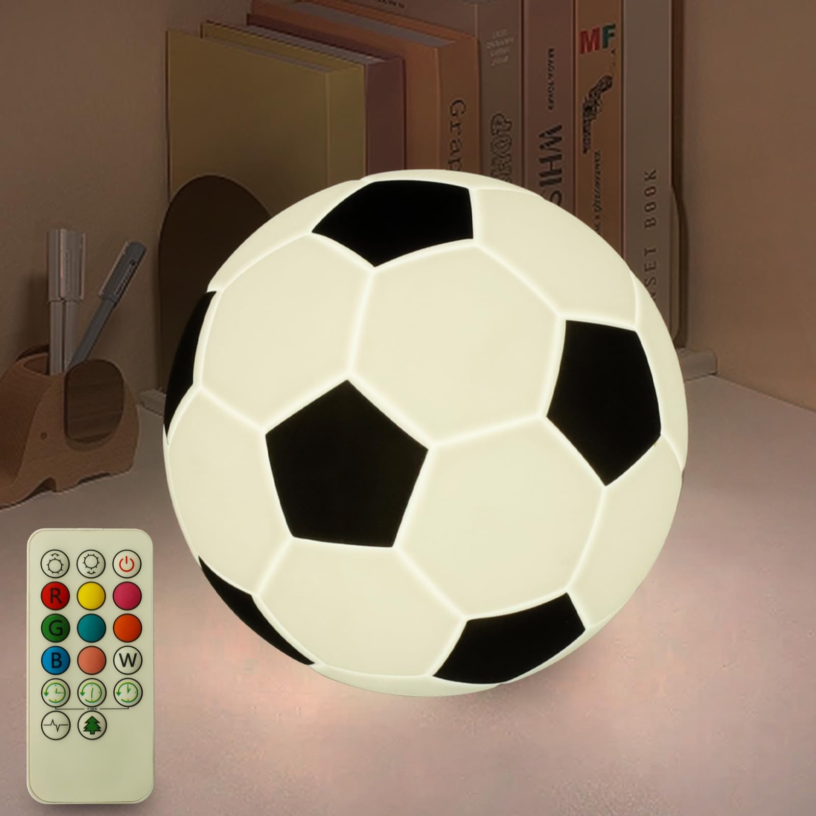ZeHaiYlf Soccer Silicone Night Light,Rechargeable Small Lamp Dimmable with Soft Touch,Soft Bedside Pat Table Lamp, Cute Room Dec