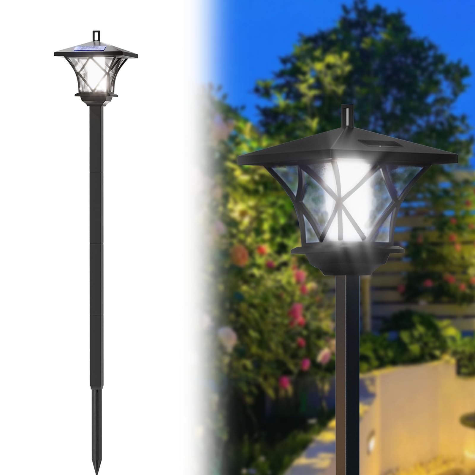 TUSAUW 59 Solar Lamp Post Light, Vintage Waterproof Street Light Pole for Patio, Garden, Lawn, Backyard, Pathway, Driveway, Ou