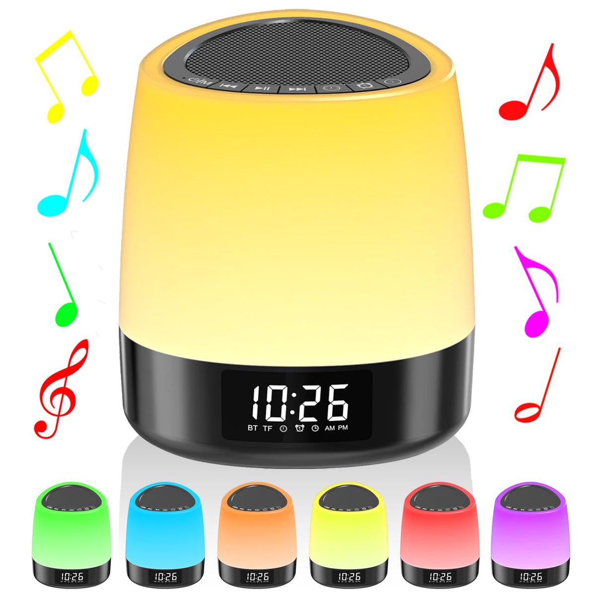 Nursery Night Light For Kids, Bluetooth Speaker Rechargable With Clock, Alarm, Timer, White Noise Machine With 34 Nature Sounds