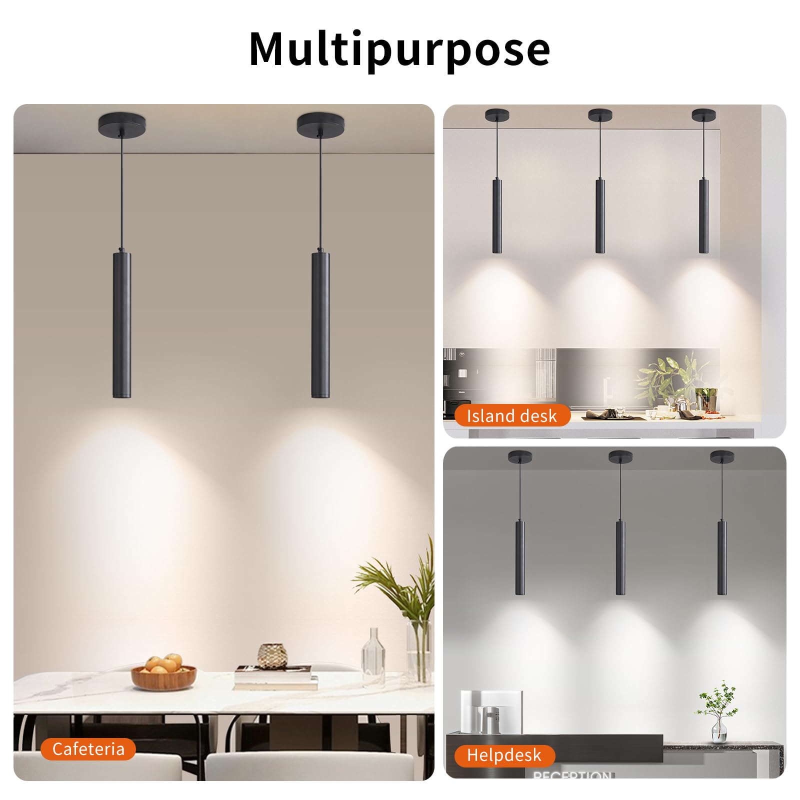 Daoseolo 2 Pack Mini Kitchen Island Pendant Light  Led Minimalist Ceiling Hanging Light  3 Color 3000K/4500K/6500K  Adjustable Height  Black Modern Linear Lamp Lighting For Dining Room  Bedroom  Bar