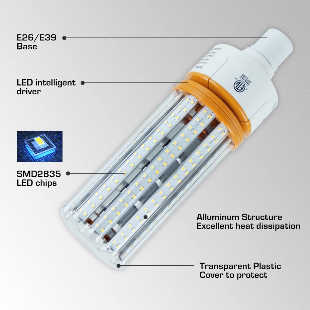 Riuvao 1000W Equivalent Led Corn Light Bulbs, 15000 Lumen, 2 Pack 100W 5000K Daylight White E26 E39 For Large Area Lighting, War