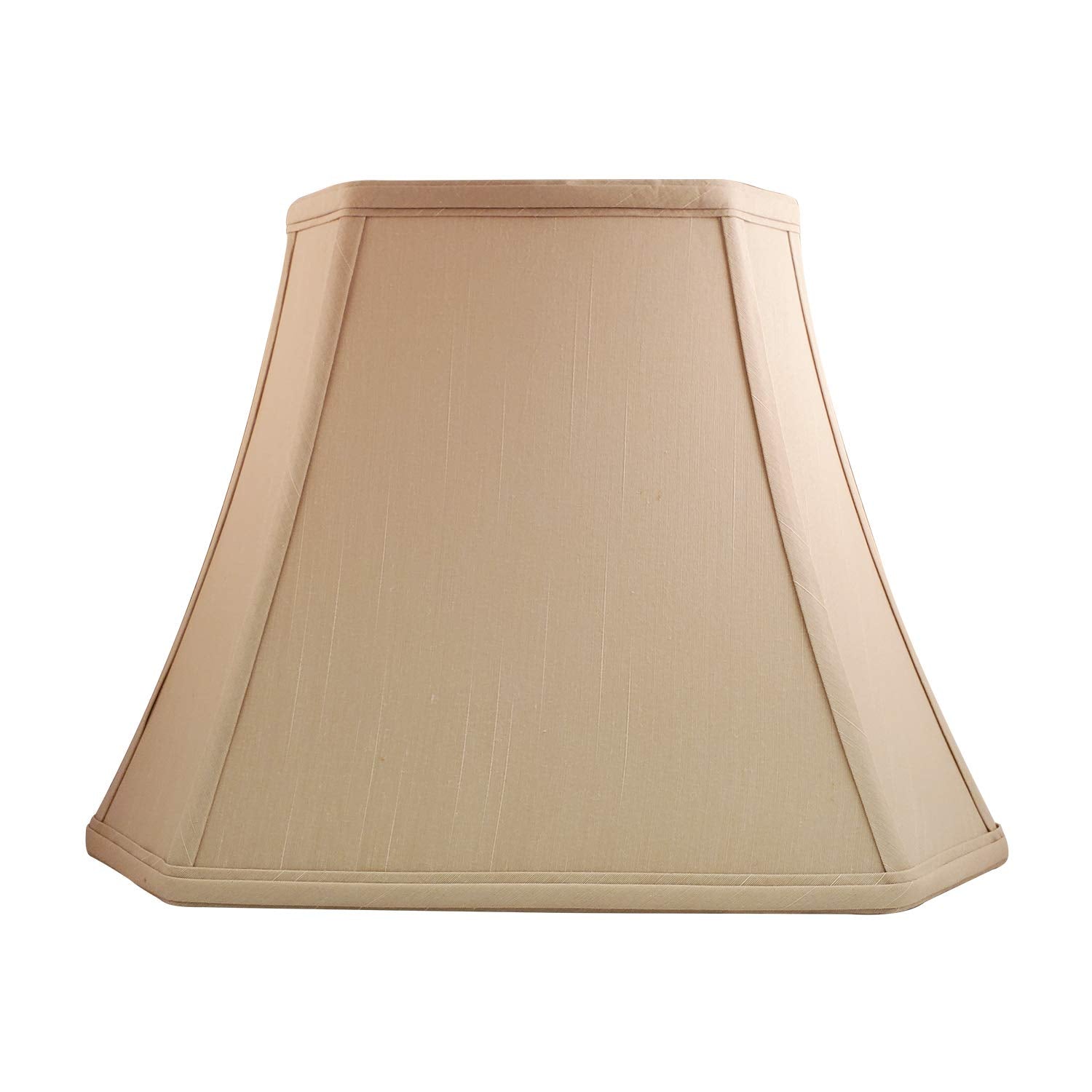 Royal Designs, Inc. Rectangle Cut Corner Lamp Shade, 8x14x10.5, Faux Silk, Beige, Model BSO-710-14BG-2, 2-Pack