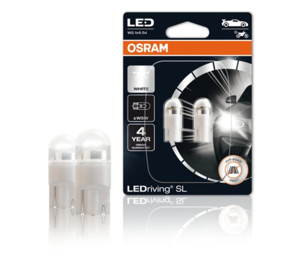 Osram Ledriving Sl, ? W5W, White 6000K, Blister (2 Lamps), Led Retrofit, Offroad Use Only, H1