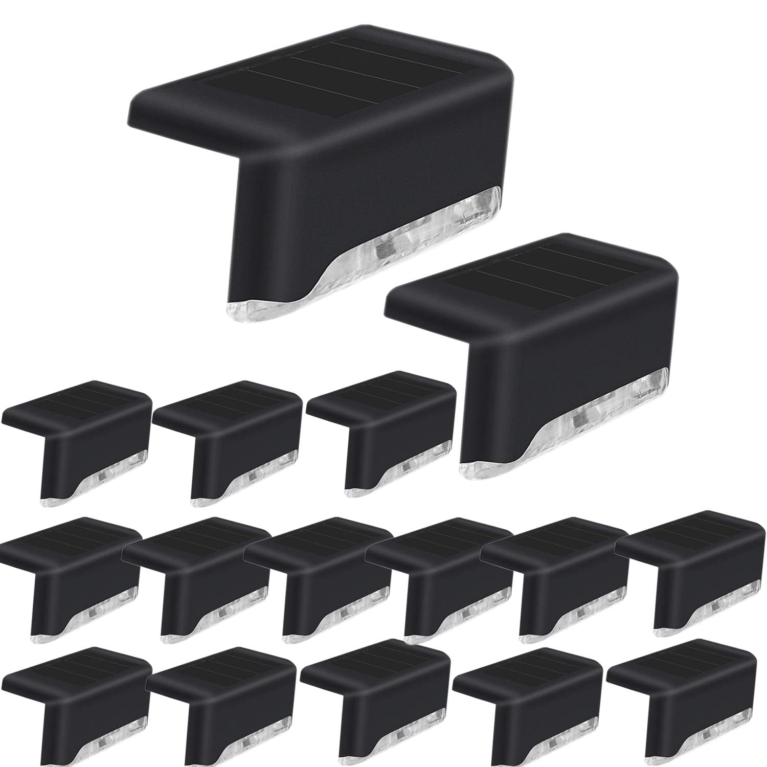 Codian Solar Deck Lights, 16 Pack, Waterproof LED for Outdoor Use, Cool White, Black