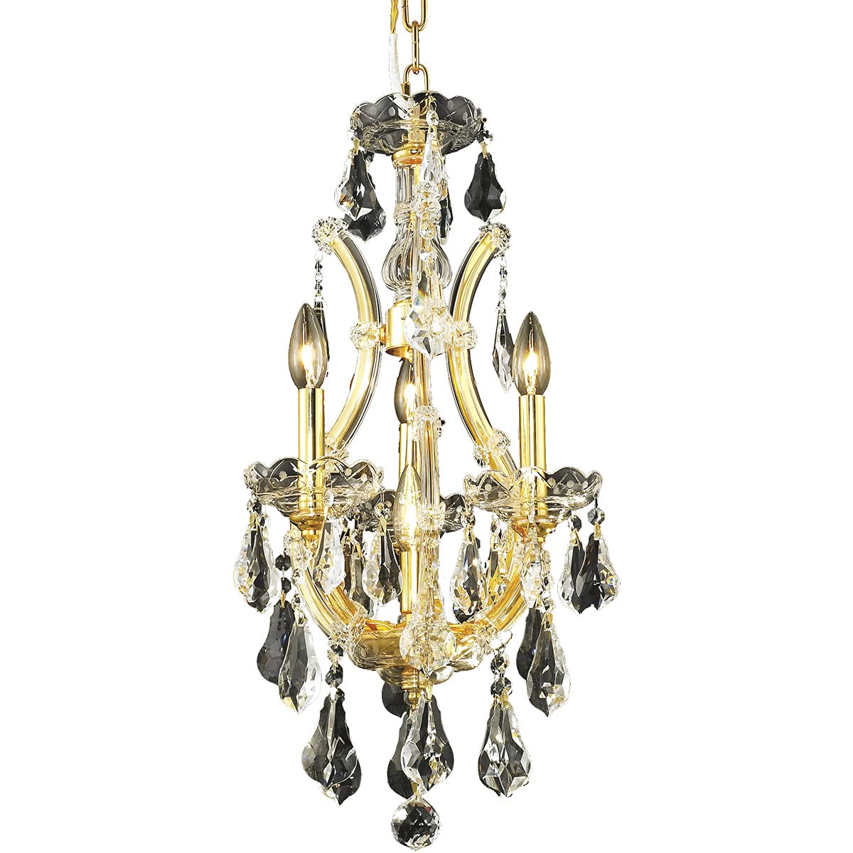 Elegant Lighting 2801D12G/Rc Royal Cut Clear Crystal Maria Theresa 4-Light, Single-Tier Crystal Chandelier, Finished in Gold with Clear Crystals, 12" x 22"