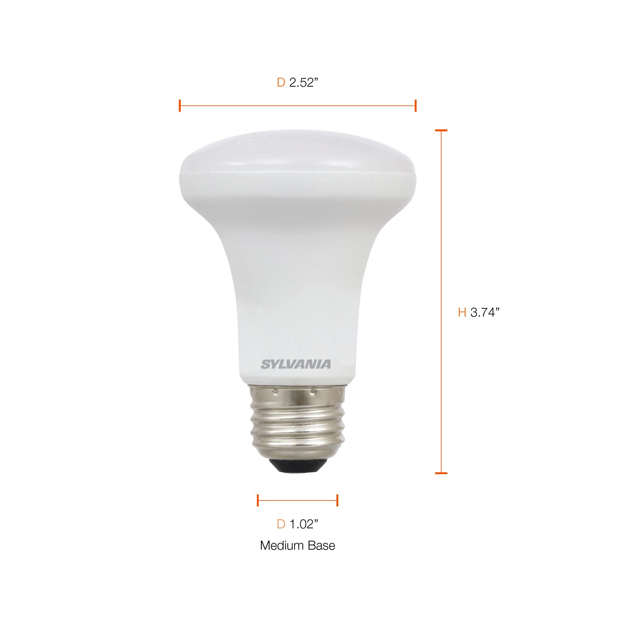 LEDVANCE Sylvania LED R20 Flood Light Bulb, Dimmable, 325 Lumens, 5000K, Cool White, 2 Pack, Model 73991
