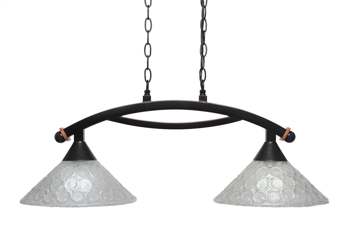 Toltec Lighting 872-BC-441 Bow 2 Light Island Light Shown with 12&quot; Italian Bubble Glass, Black Copper