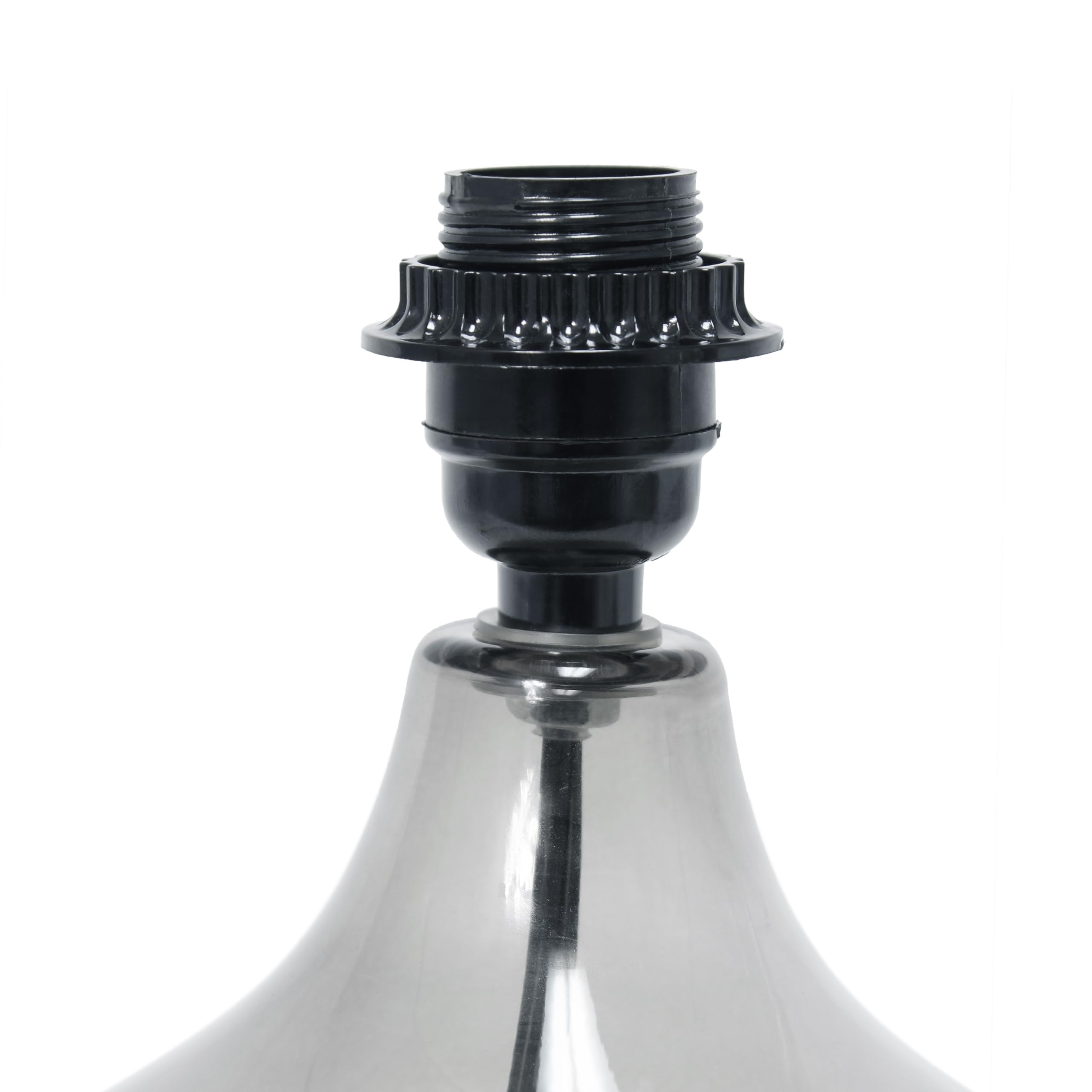 Simple Designs Lt2063-Smg Small Glass Raindrop Bedside Table Lamp With Gray Fabric Shade, Smoke