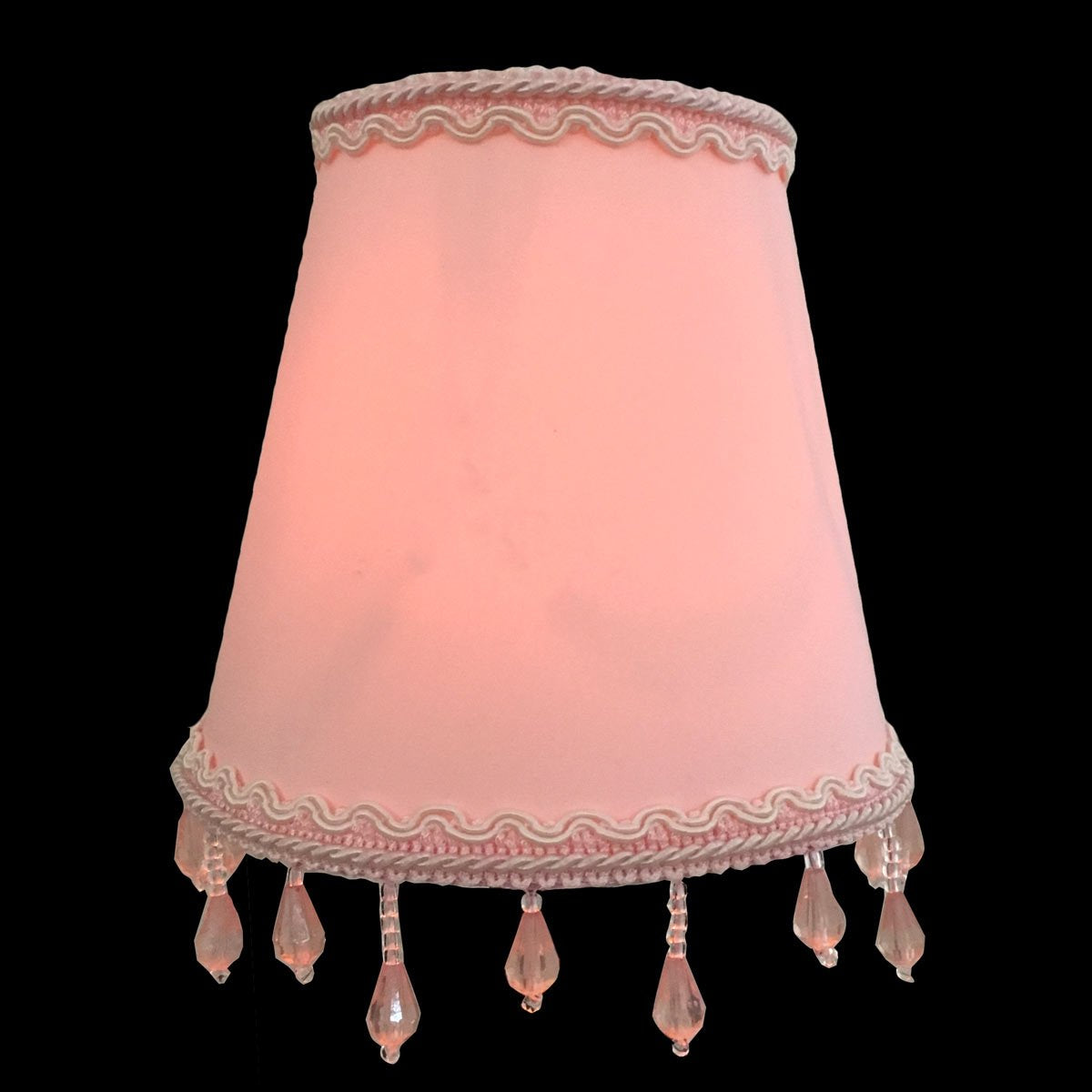 Royal Designs, Inc. Beaded Empire Chandelier Lamp Shade With Decorative Trim, 3 X 5 X 4.5 Inch, Clip-On, Pink, Single