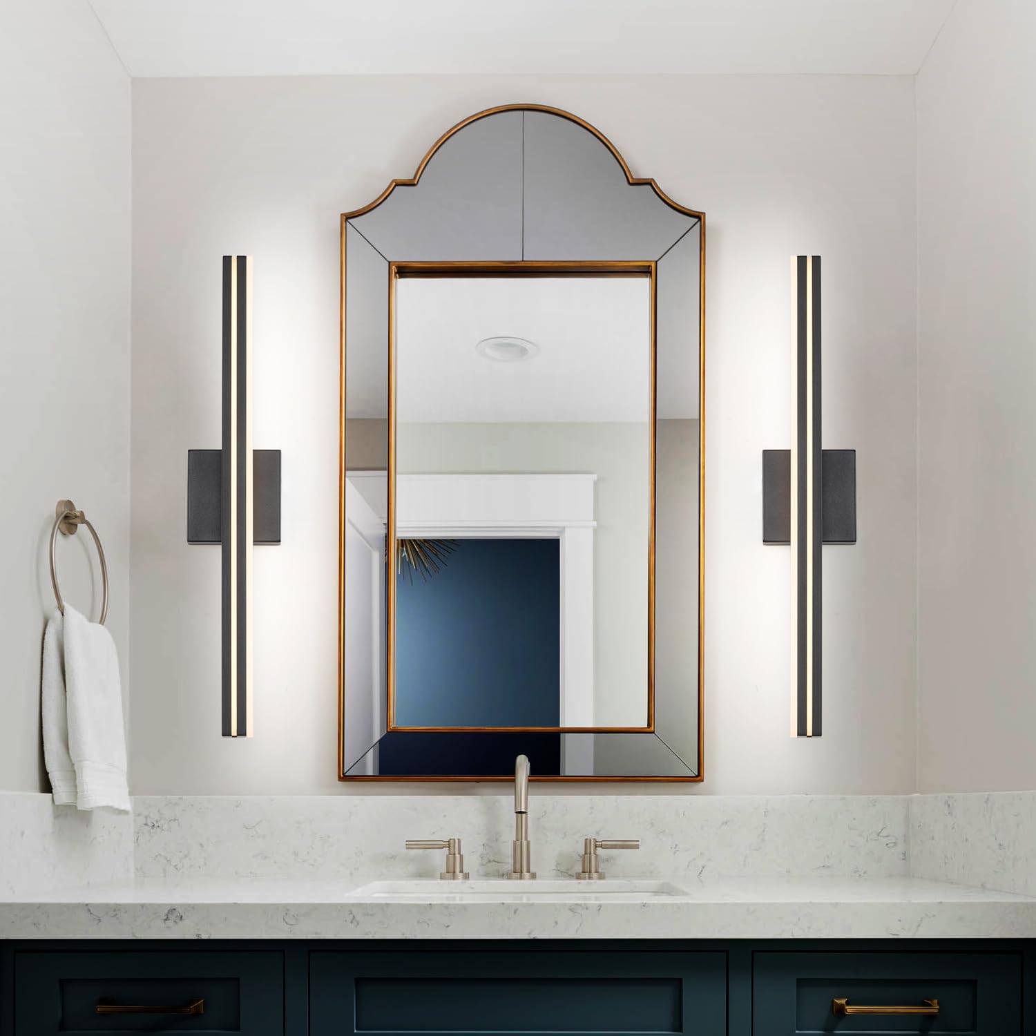 Sinerise 24-Inch Led Modern Bathroom Vanity Light Bar, Matte Black Modern Acrylic Bathroom Wall Lighting Fixtures Over Mirror (C
