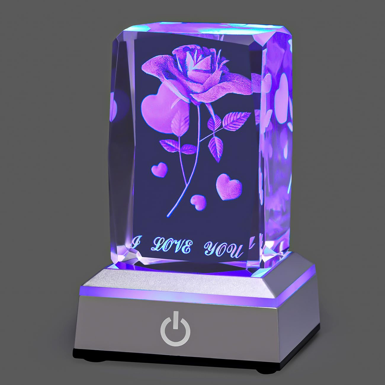 hochance 3D Rose Crystal Multicolor Nightlight - I Love You Decolamp,Perfect Valentines Gift Ideas for Her My Girlfriend Wife Mo