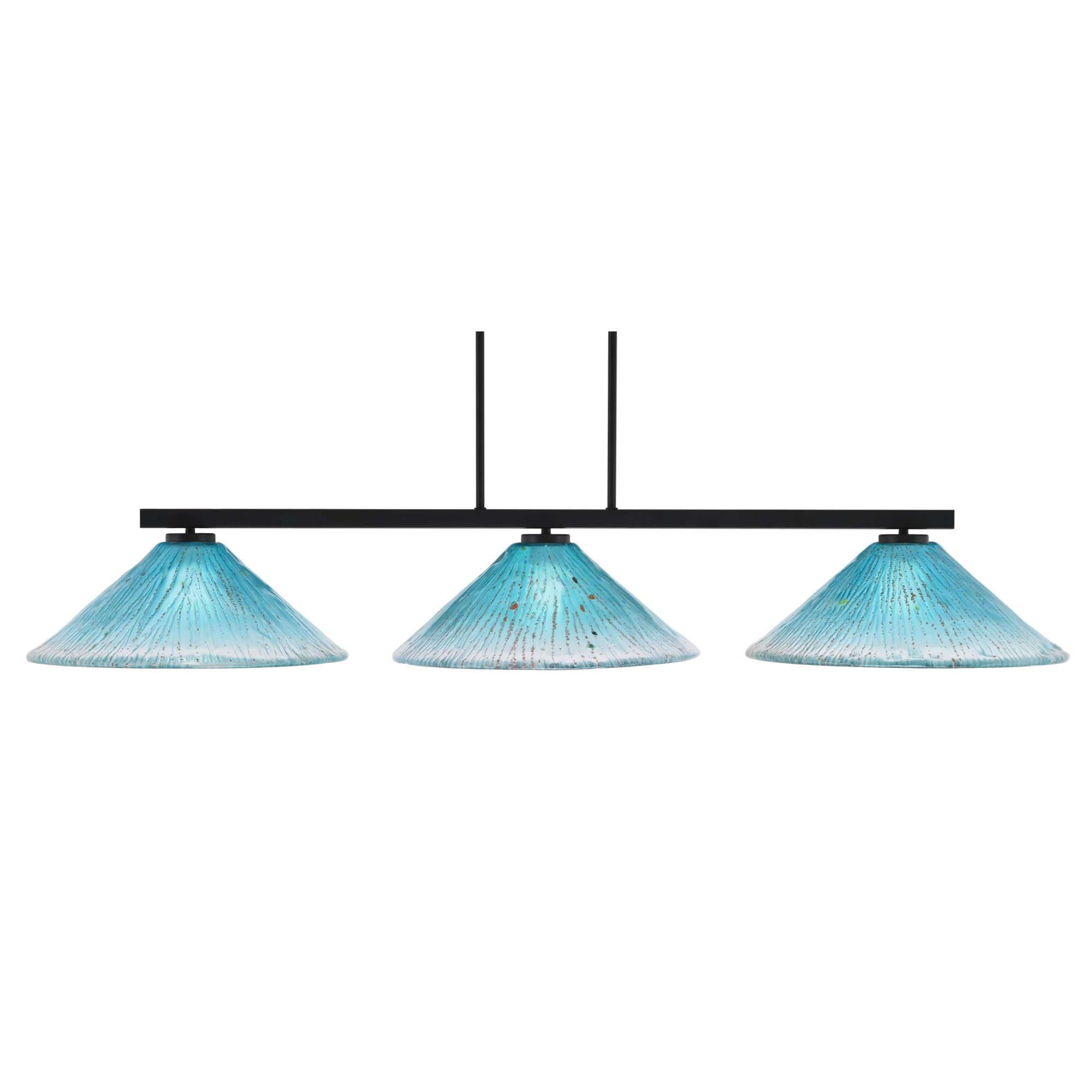 Toltec Lighting Atlas 3 Light Bar - Matte Black Finish, 16in Teal Crystal Glass