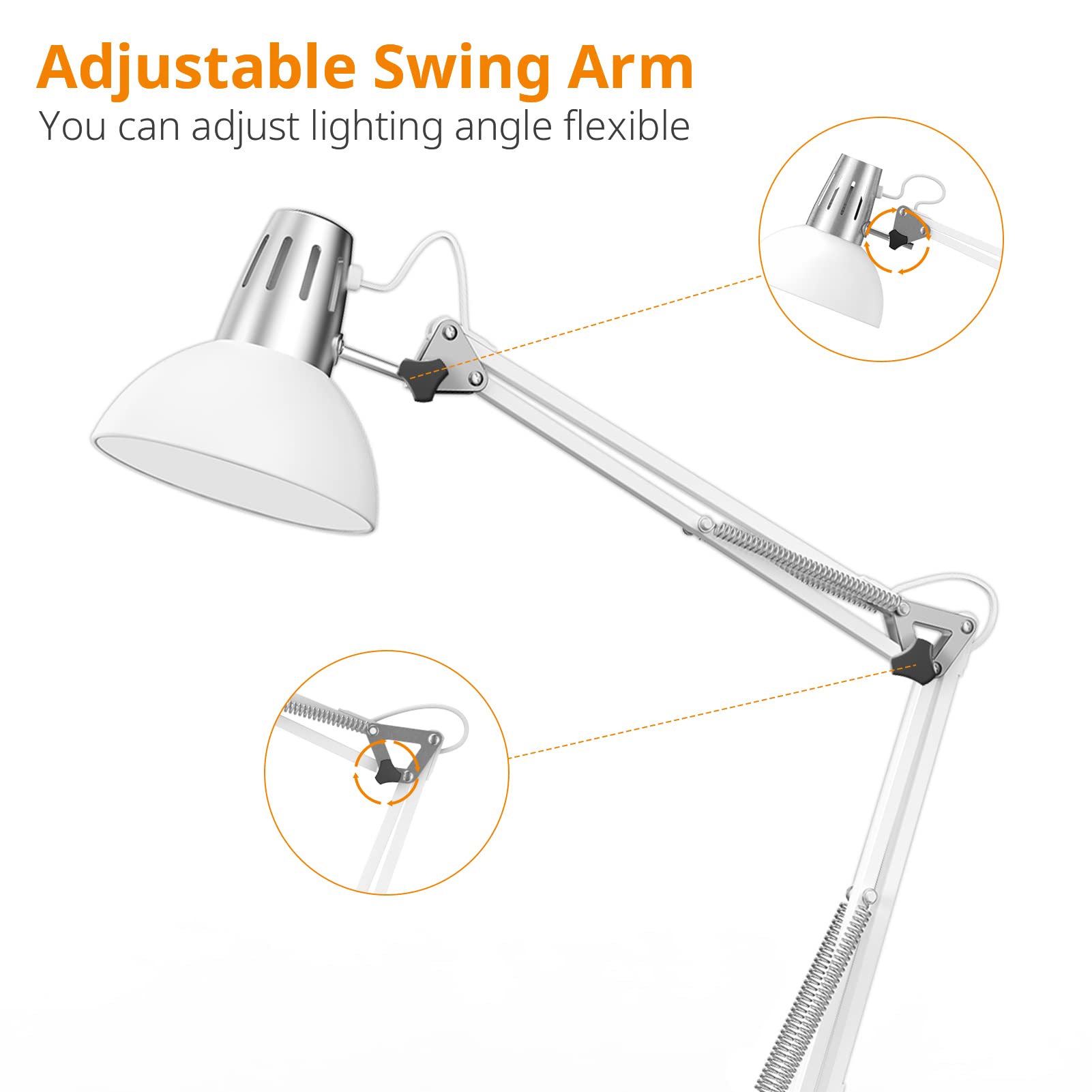 Lepower Floor Lamp, Swing Arm Floor Standing Lamp, Industrial Floor Lamp With Heavy Metal Base, E26 Lamp Base Floor Light, Moder