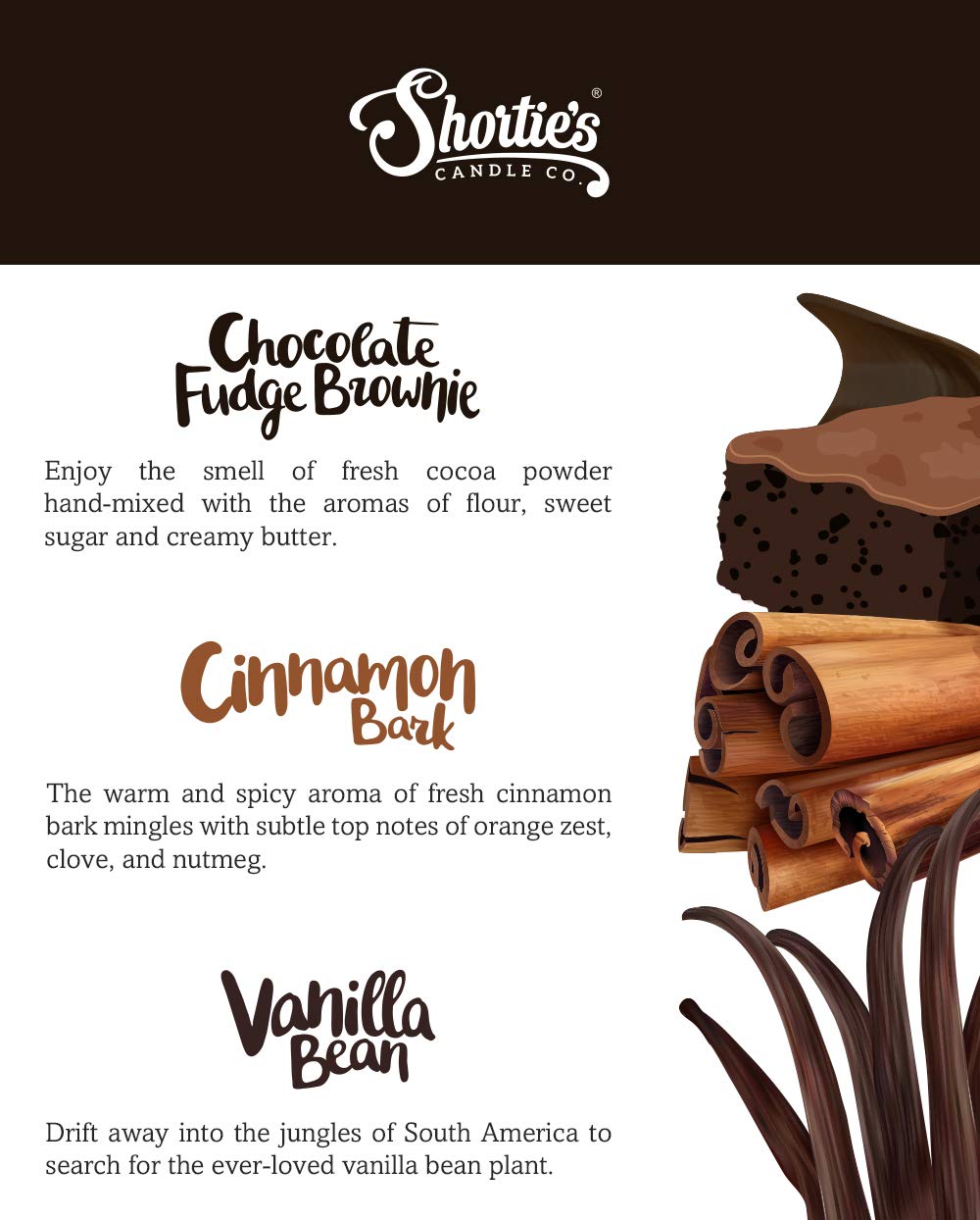ShortieS Candle Company Bakery enhanced Tealight Candles - 3 Pack, Highly Scented, Paraffin Wax, Chocolate Fudge, Vanilla, Cinnamon, Brown/Beige