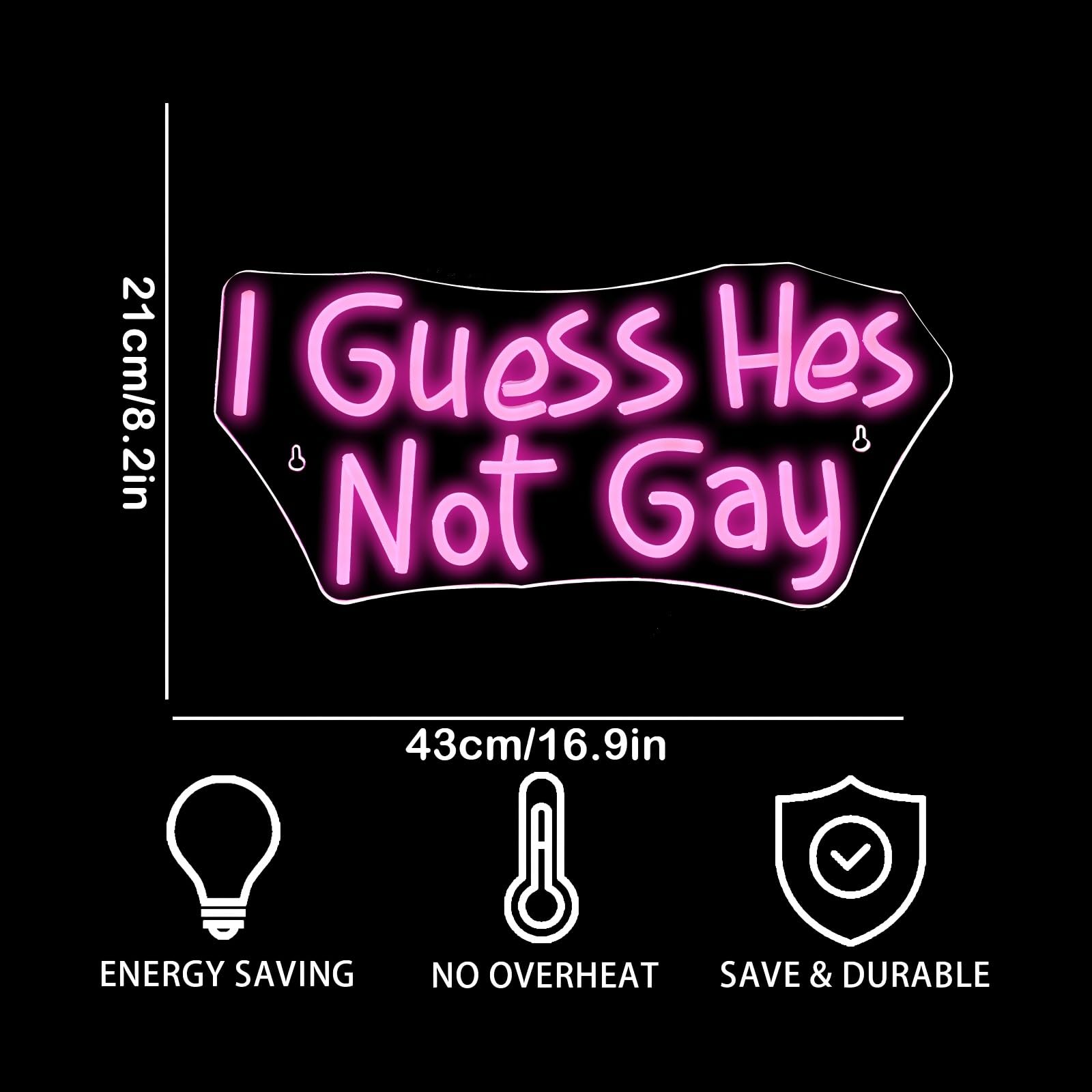 Ineonlife I Guess Hes Not Gay Neon Sign Pink Letter Neon Light Bar Neon Signs For Wall Decor Light Up Sign For Club Party Bedroom Living Room Man Cave Decoration Gifts