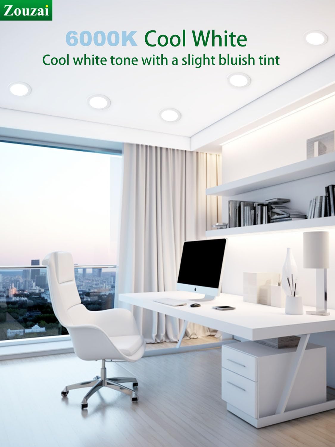 zouzai 6 Inch Ultra-Thin LED Recessed Ceiling Light, 6000K Cool White, Dimmable, ETL & Energy Star Certified, Model LBT-PL-12