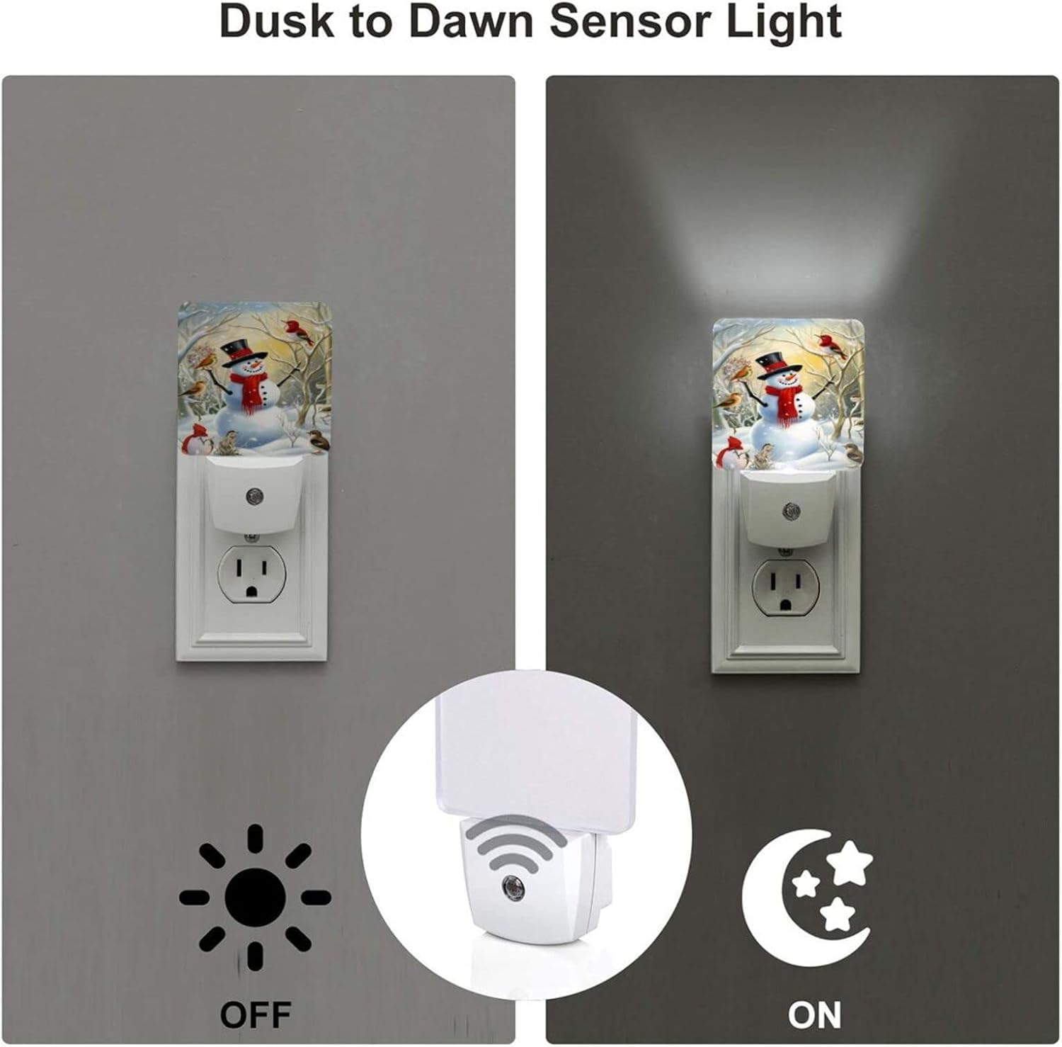 Azvizanmo Led Nightlight, Auto Dusk-To-Dawn Sensor, 1 Pc, Snowman, Model: Nitelight, Ideal For Bedroom, Bathroom, Kitchen, Hallway, St