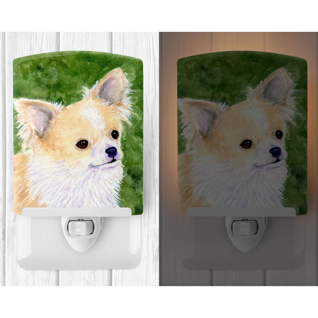 Caroline'S Treasures Ss8788Cnl Chihuahua Ceramic Night Light Compact, Ul-Certified, Ideal For Bedroom, Bathroom, Nursery, Hallway, Kitchen, 6X4X3, Multicolor