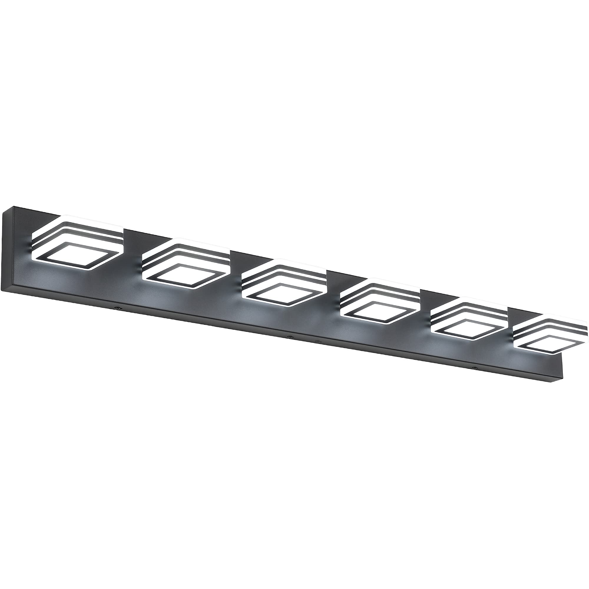 SOLFART Modern LED Vanity Light Fixtures - 6 Light Dimmable Over Mirror - Matt Black - Model S9660-6T-BK