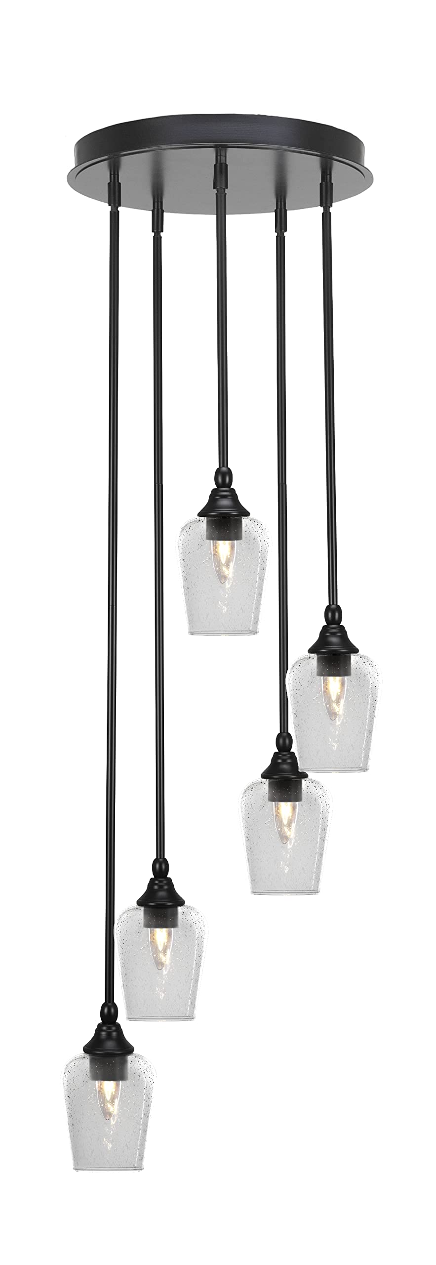 Empire 5 Light Cluster Pendalier in Matte Black Finish (2145-MB-210)