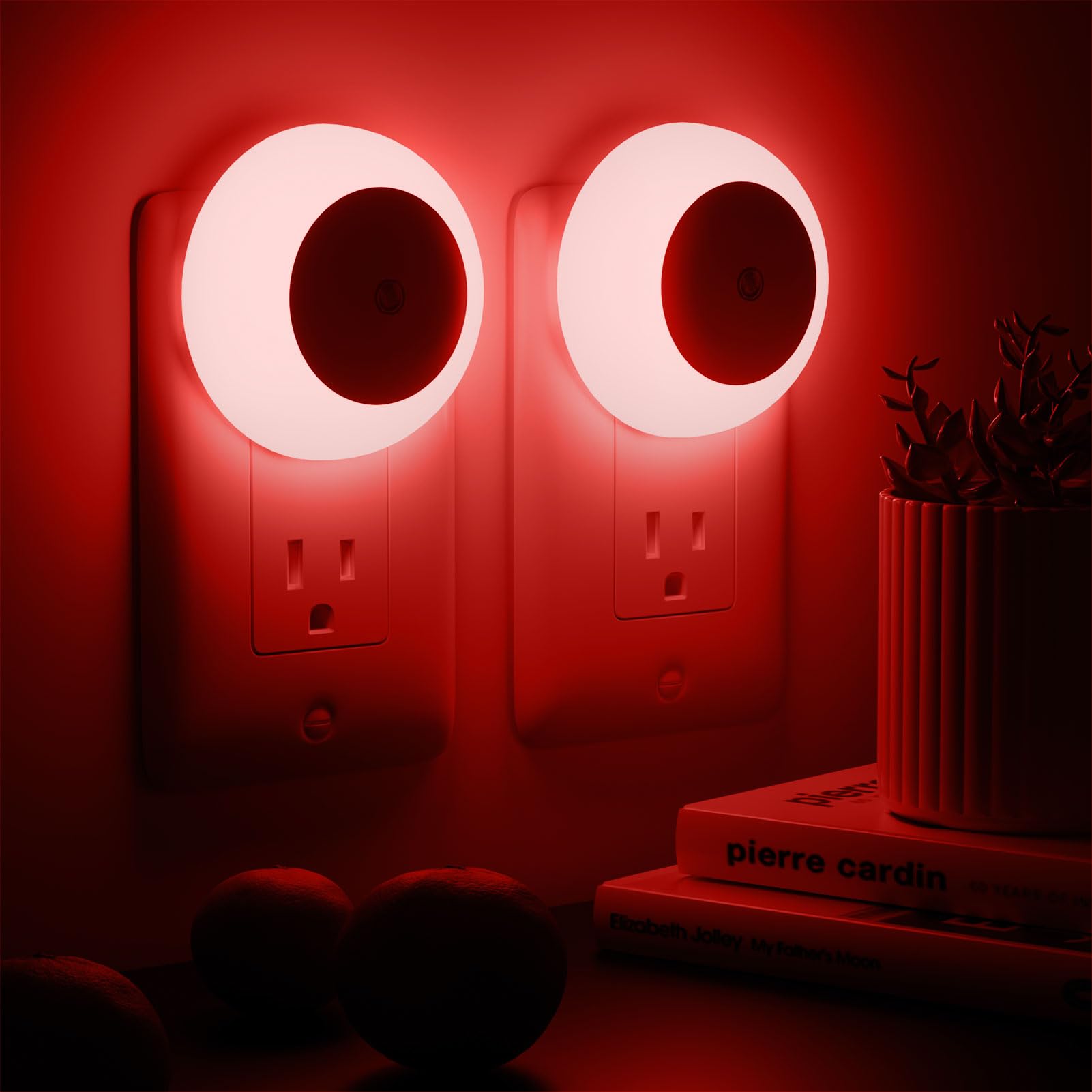 fesnne Night Light, Night Lights Plug into Wall, Dusk to Dawn Sensor, Red Led Night Light 0.5W, 2 Pack Nightlight for Adults, Bedroom, Bathroom, Hallway, Kitchen