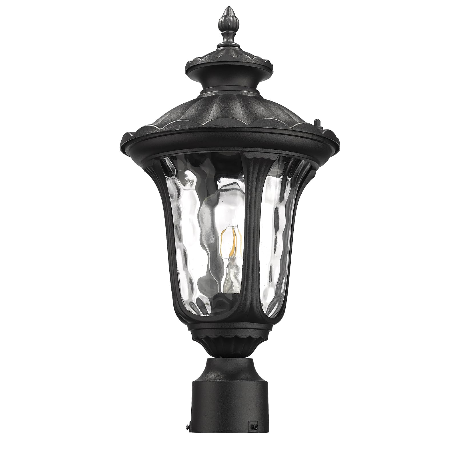 Luminzone Waterproof Outdoor Post Light Fixture, Matte Black Aluminum Lantern For Walkway & Patio