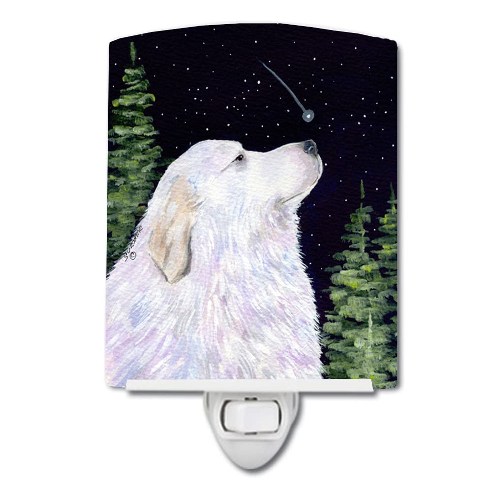 Carolines Treasures Ceramic Night Light, SS8470CNL, 6x4x3in, Multicolor Great Pyrenees, UL-Certified, Ideal for Bedroom/Bathroom/N