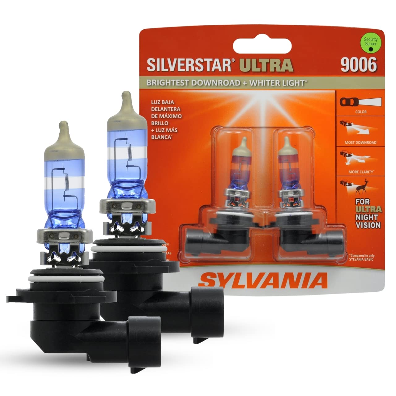 SYLVANIA 9006 SilverStar Ultra Halogen Headlight Bulb - High/Low Beam, Fog Replacement, Brightest Downroad Light, 2-Pack